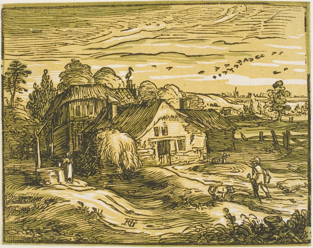 Paisaje con una casa de campo, de Cuatro pequeños paisajes de Hendrick Goltzius