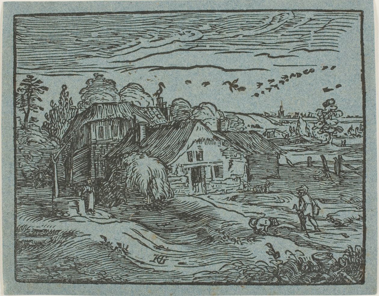 Paisaje con granja, de Cuatro pequeños paisajes de Hendrick Goltzius