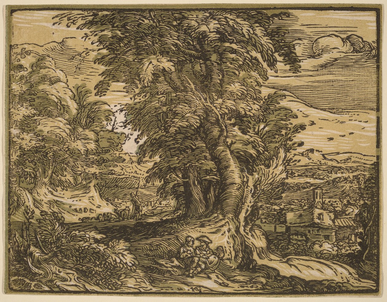Paisaje con una pareja de pastores de Hendrick Goltzius