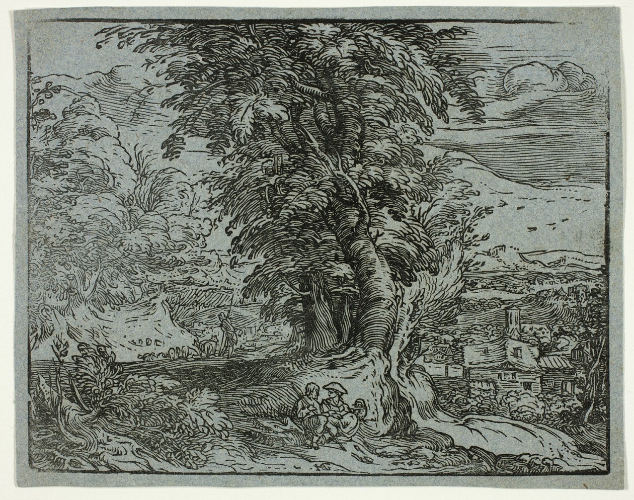 Paisaje con pareja de pastores, de Cuatro pequeños paisajes de Hendrick Goltzius