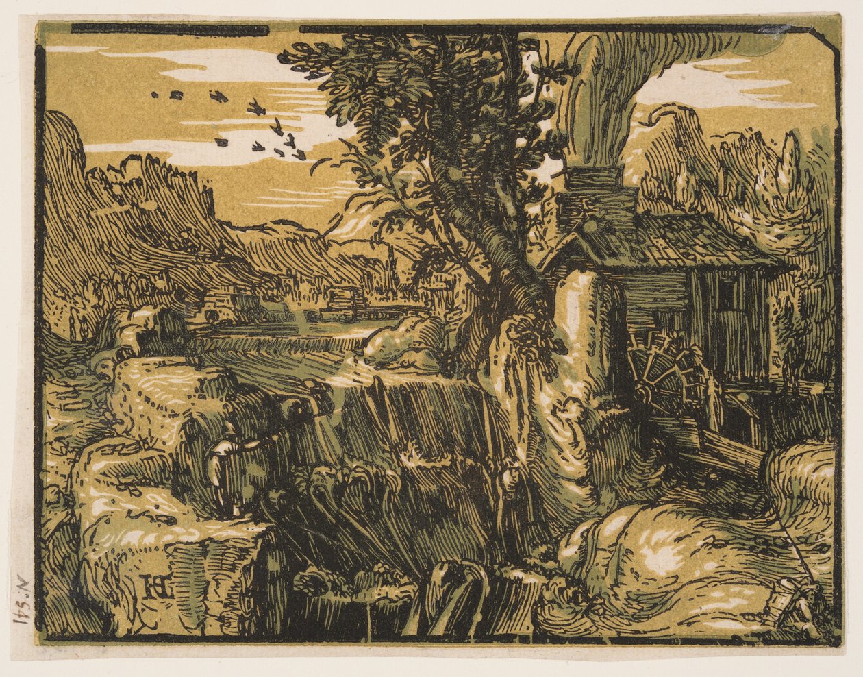 Paisaje con cascada de Hendrick Goltzius