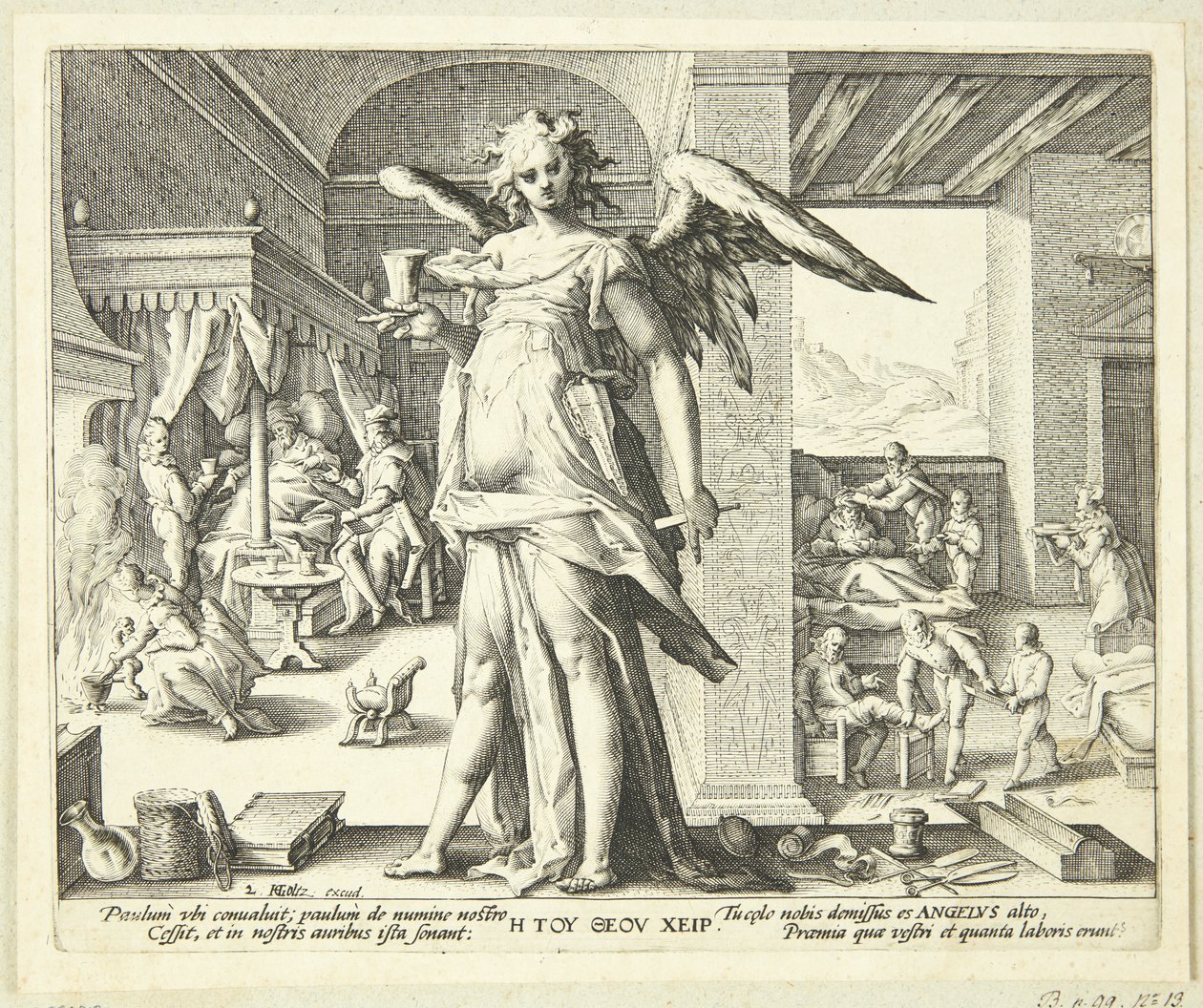 El médico como ángel de Hendrick Goltzius