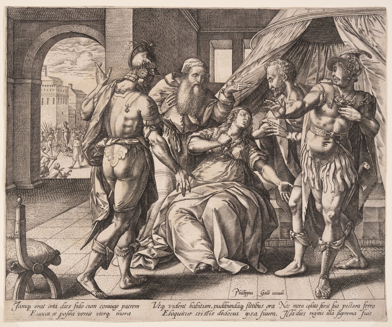 Lucrecia se suicida, de La historia de Lucrecia de Hendrick Goltzius