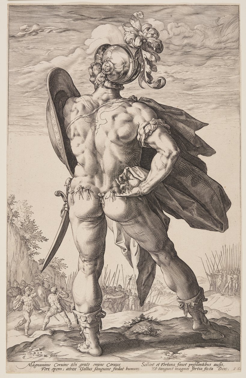 Marcus Valerius Corvus, de Los héroes romanos de Hendrick Goltzius
