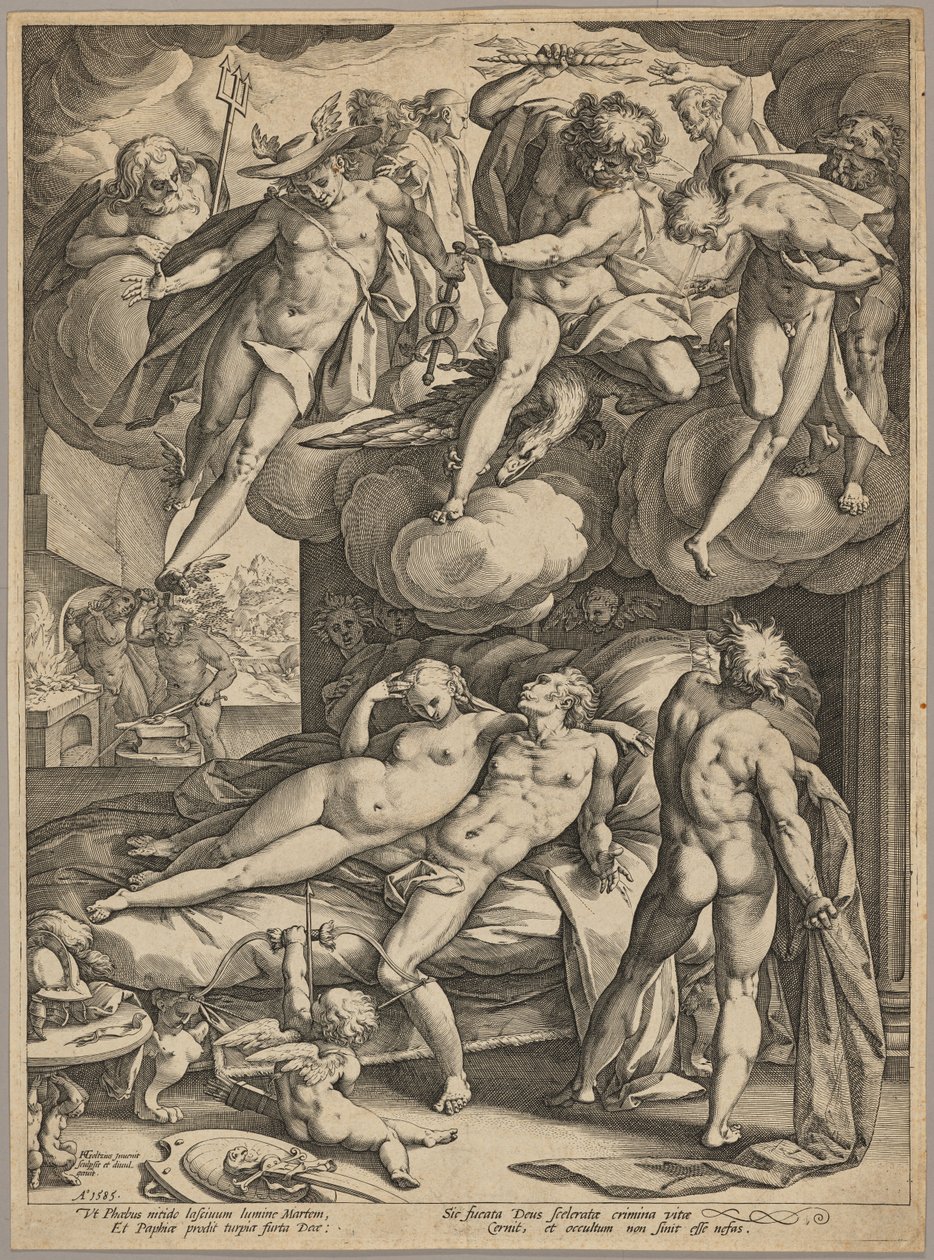 Marte y Venus, sorprendidos por Vulcano de Hendrick Goltzius