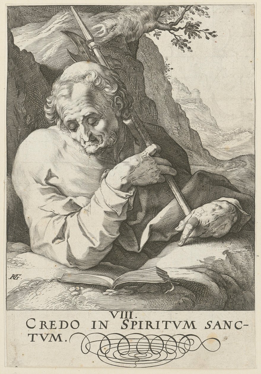 Mateo, lámina 9 de la serie «Cristo, los doce apóstoles y Pablo» de Hendrick Goltzius