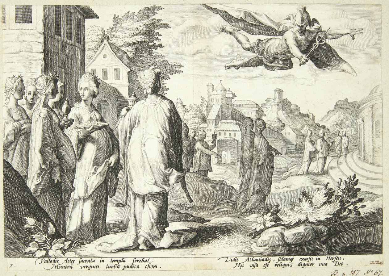Mercurio se enamora de Herse de Hendrick Goltzius
