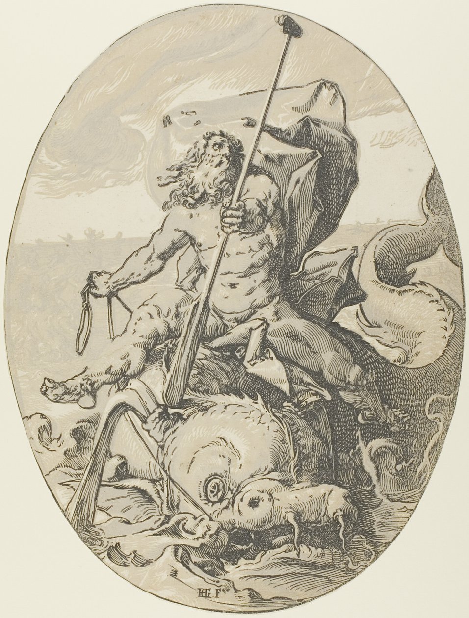 Oceanus, placa dos de Demogorgon y las deidades de Hendrick Goltzius