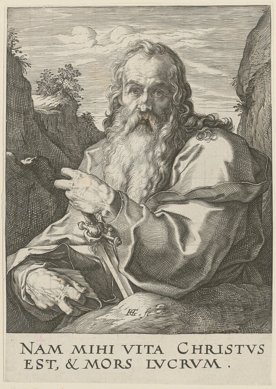 Pablo, lámina 14 de la serie «Cristo, los doce apóstoles y Pablo» de Hendrick Goltzius