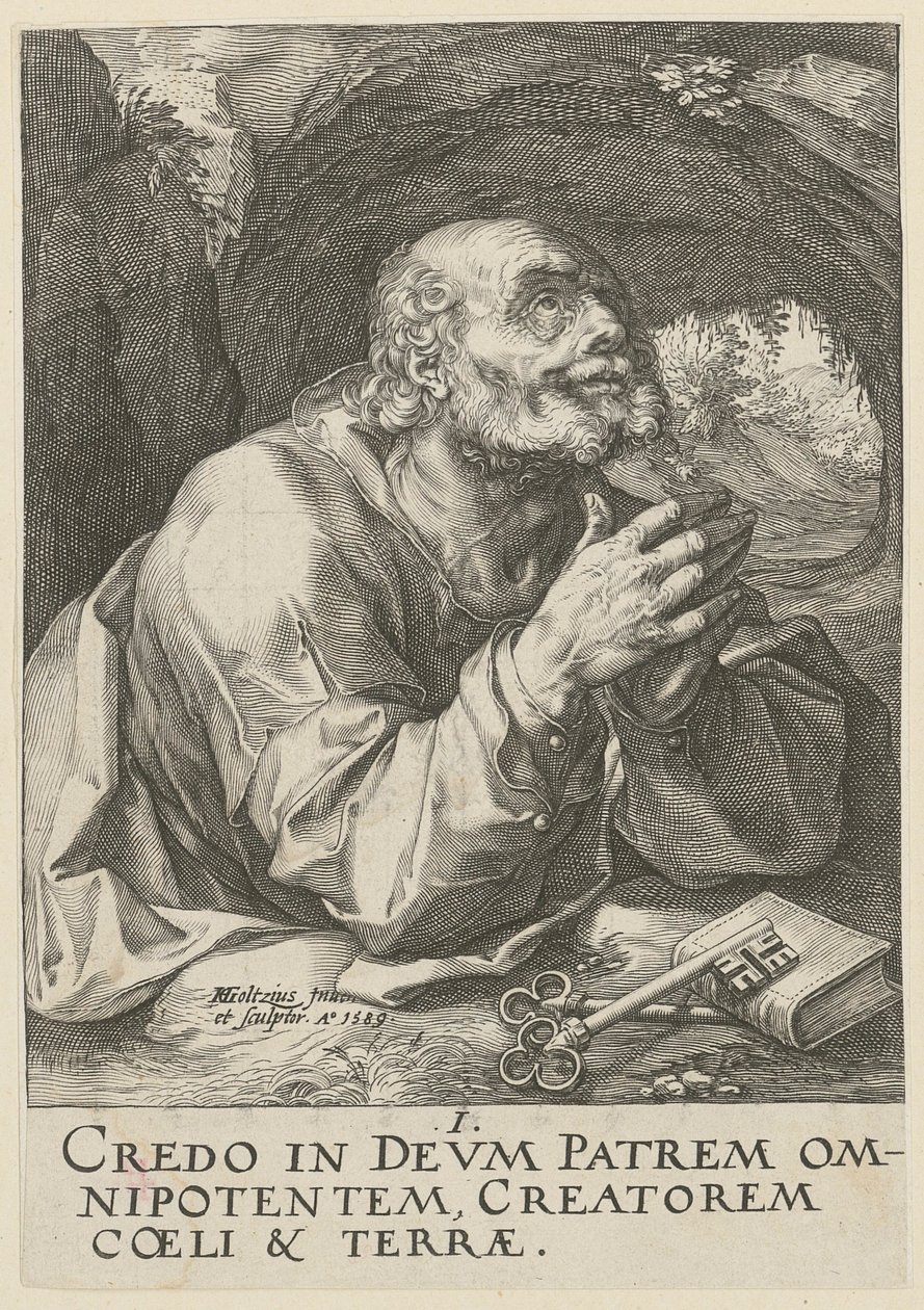 Pedro, lámina 1 de la serie «Cristo, los doce apóstoles y Pablo» de Hendrick Goltzius