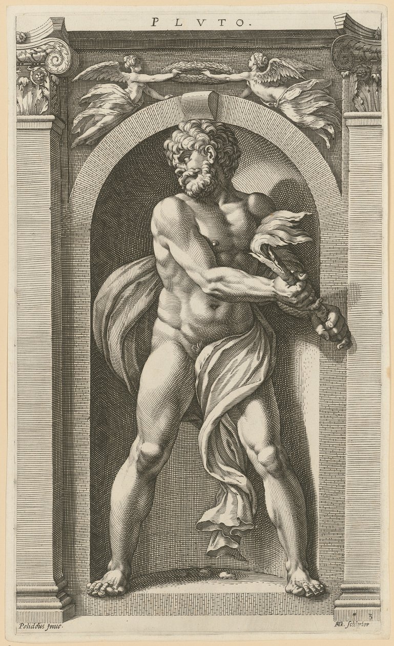 Plutón, lámina 3 de la serie «Ocho deidades antiguas» de Hendrick Goltzius