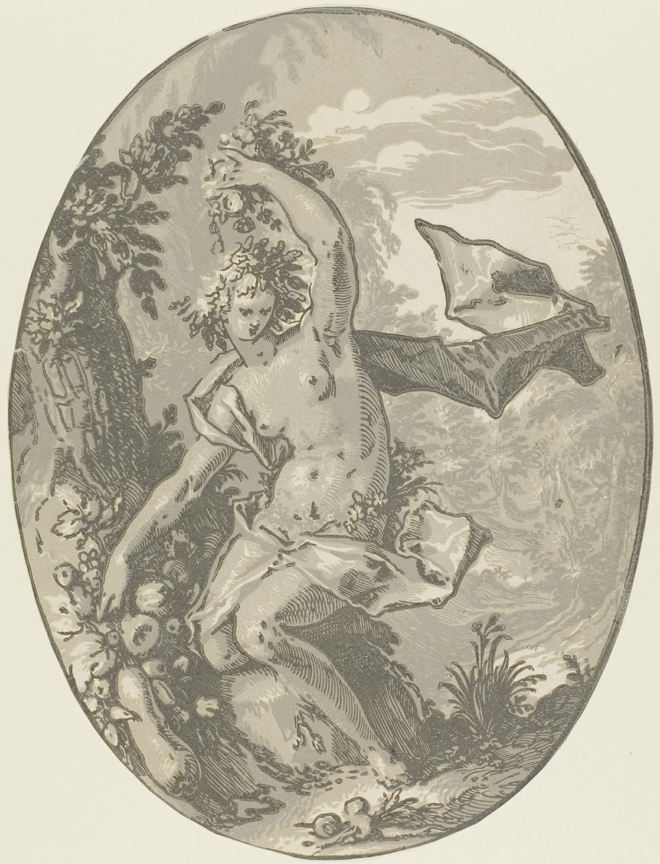 Proserpina, placa cinco de Demogorgon y las deidades de Hendrick Goltzius