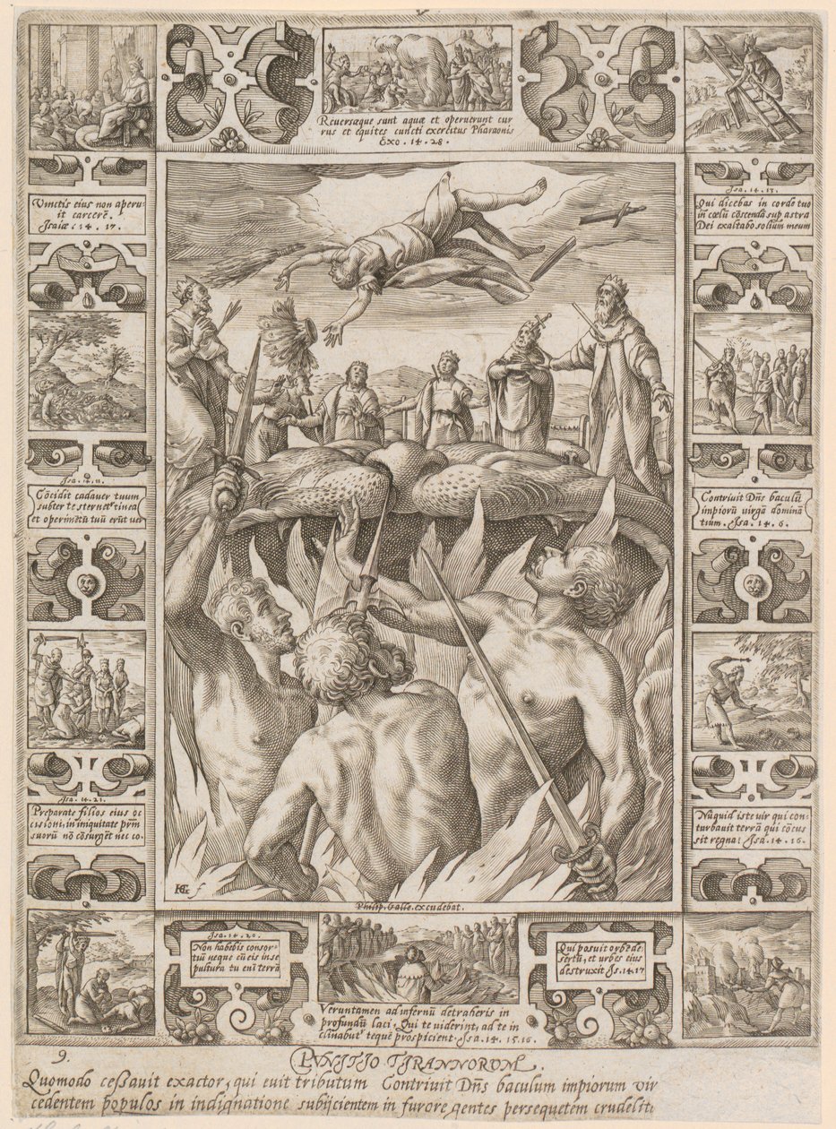 «Punitio tirannorum», lámina 9 de la serie «Alegorías de la fe cristiana» de Hendrick Goltzius
