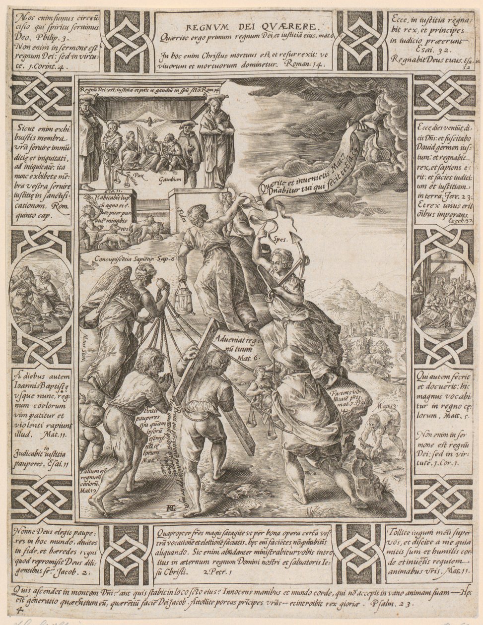 Regnum Dei quaerere, página 4 de la serie «Alegorías de la fe cristiana» de Hendrick Goltzius