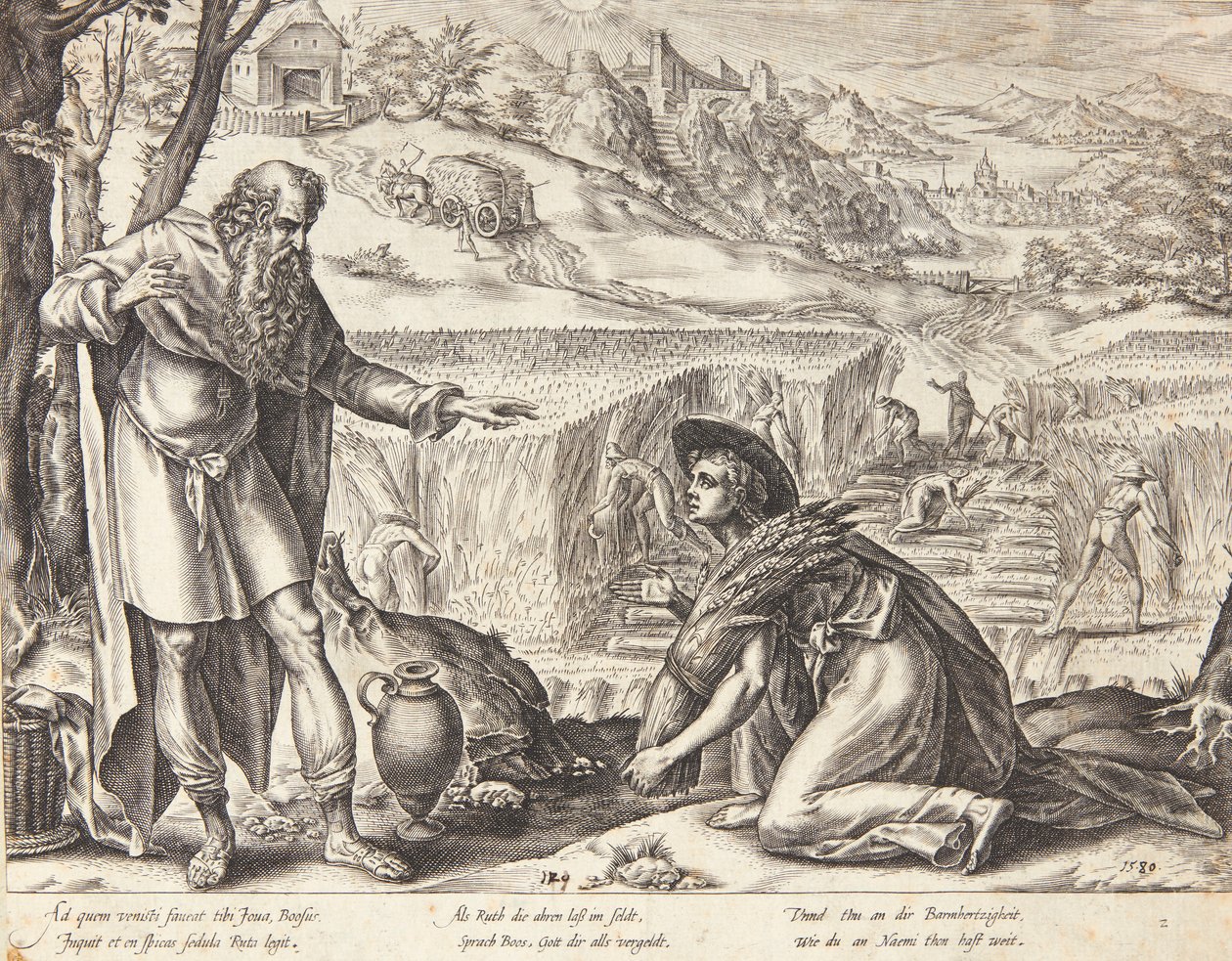 Rut recoge espigas en los campos de Booz de Hendrick Goltzius