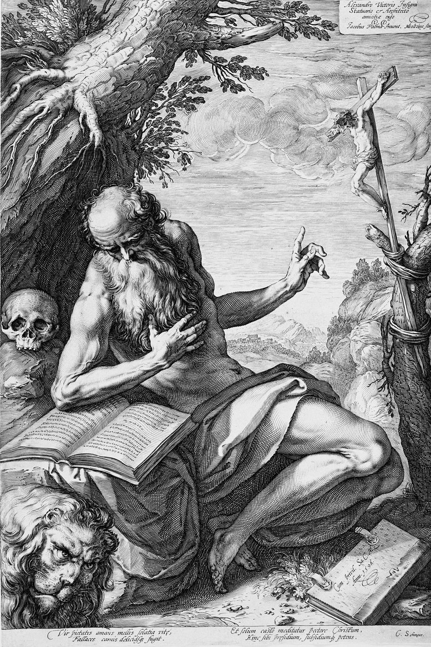 San Jerónimo en el desierto de Hendrick Goltzius