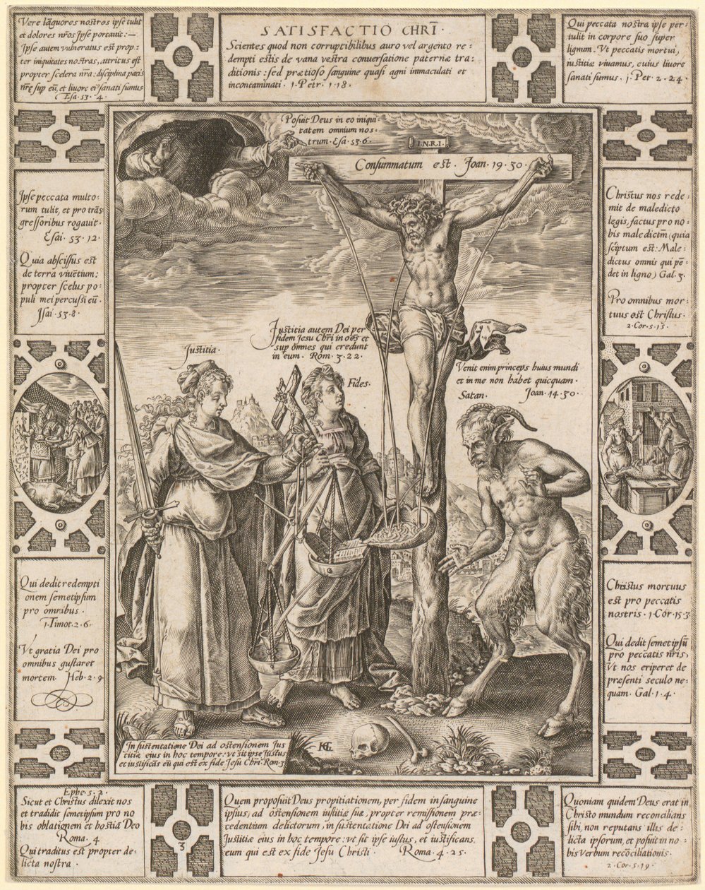 Satisfactio Christi, lámina 3 de la serie «Alegorías de la fe cristiana» de Hendrick Goltzius
