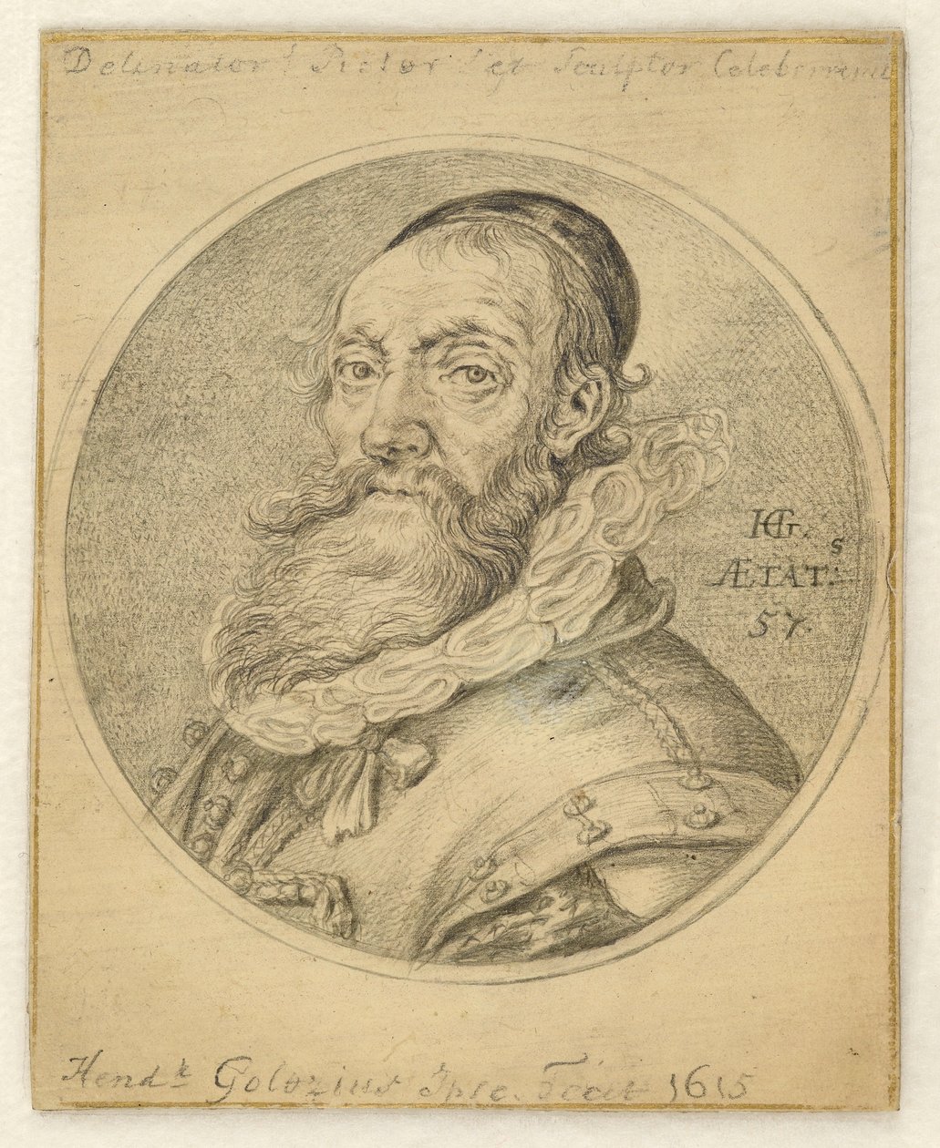 Autorretrato. Redondo en un rectángulo de Hendrick Goltzius