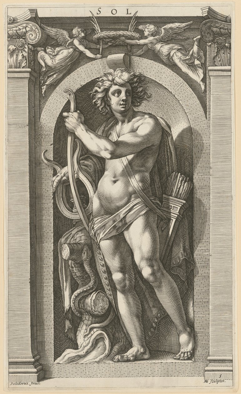 Sol, lámina 5 de la serie «Ocho divinidades antiguas» de Hendrick Goltzius