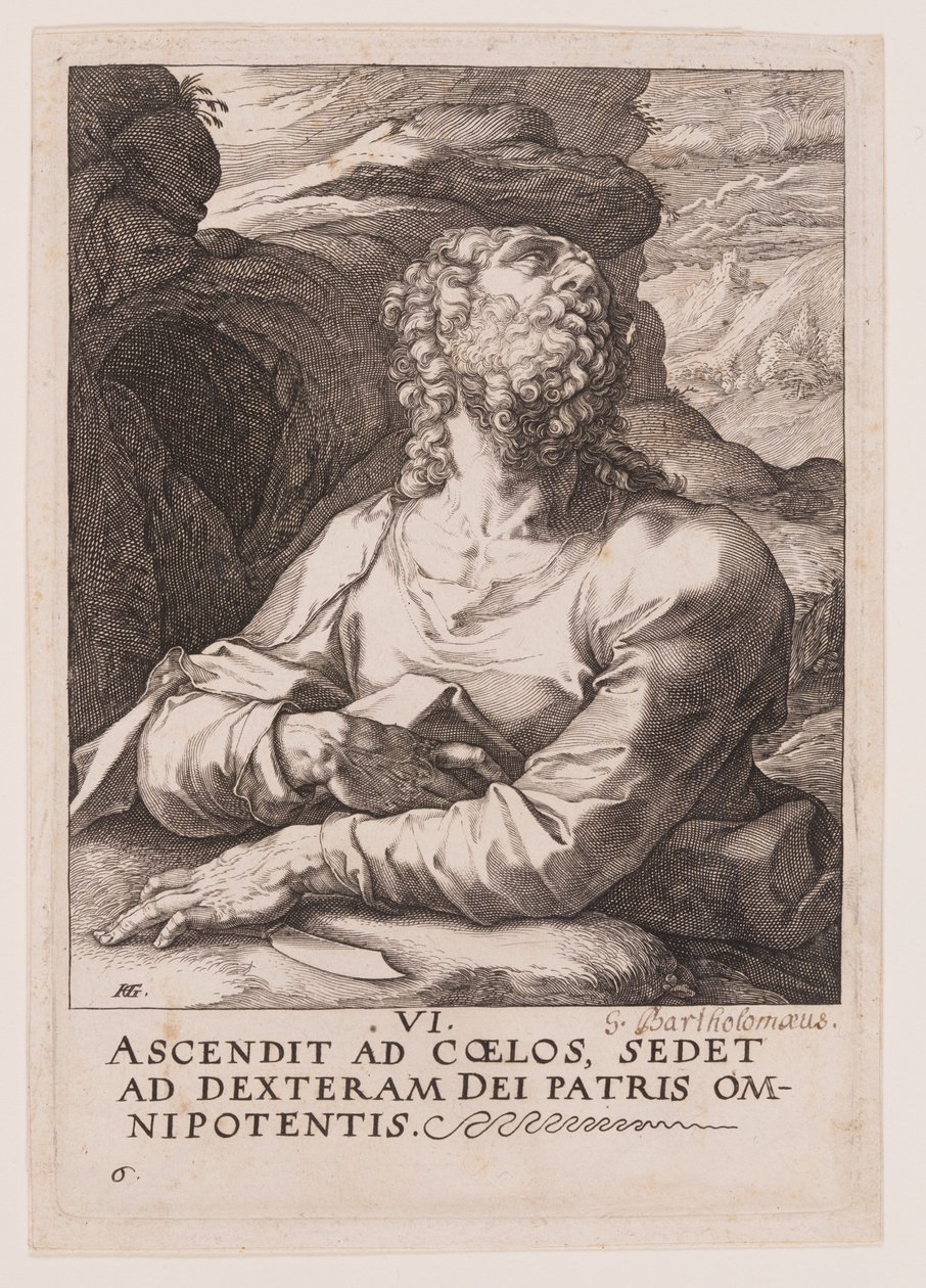 San Bartolomé, de Cristo, los Apóstoles y San Pablo con el Credo de Hendrick Goltzius