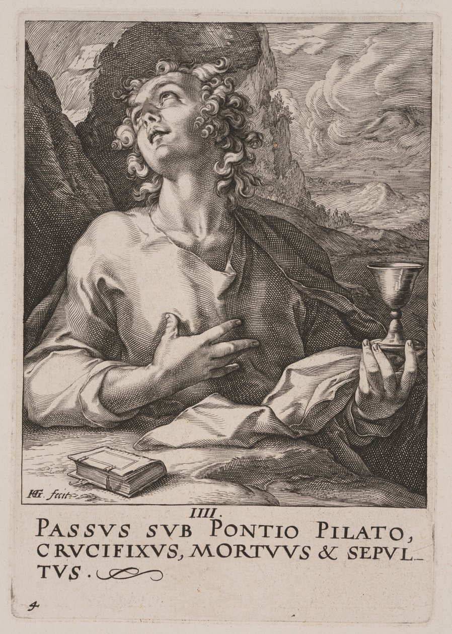 San Juan, de Cristo, los Apóstoles y San Pablo con el Credo de Hendrick Goltzius