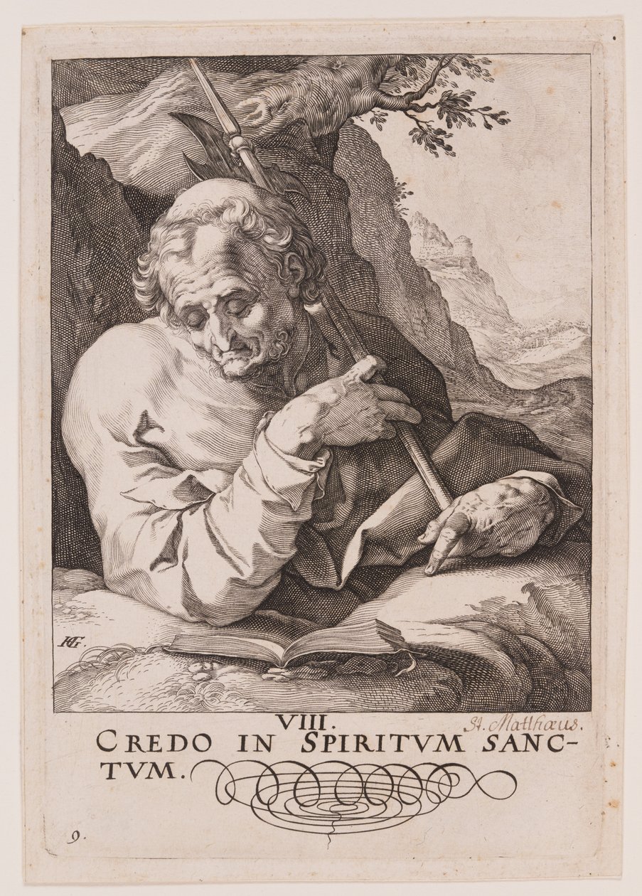 San Mateo, de Cristo, los Apóstoles y San Pablo con el Credo de Hendrick Goltzius