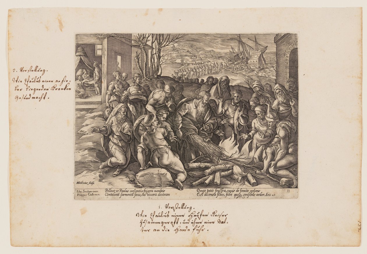 San Pablo mordido por la víbora, de Acta Apostolorum (Los Hechos de los Apóstoles) de Hendrick Goltzius