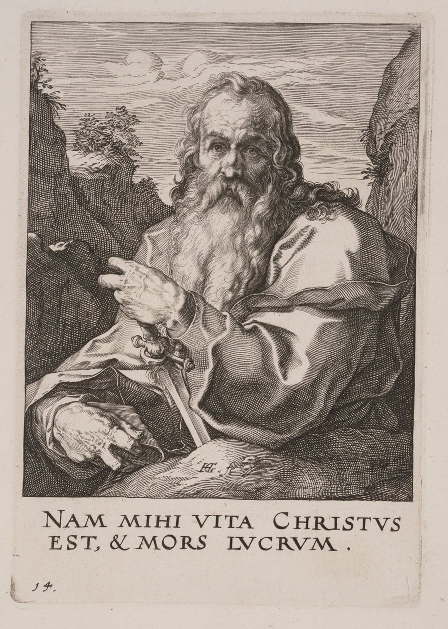 San Pablo, de Cristo, los Apóstoles y San Pablo con el Credo de Hendrick Goltzius
