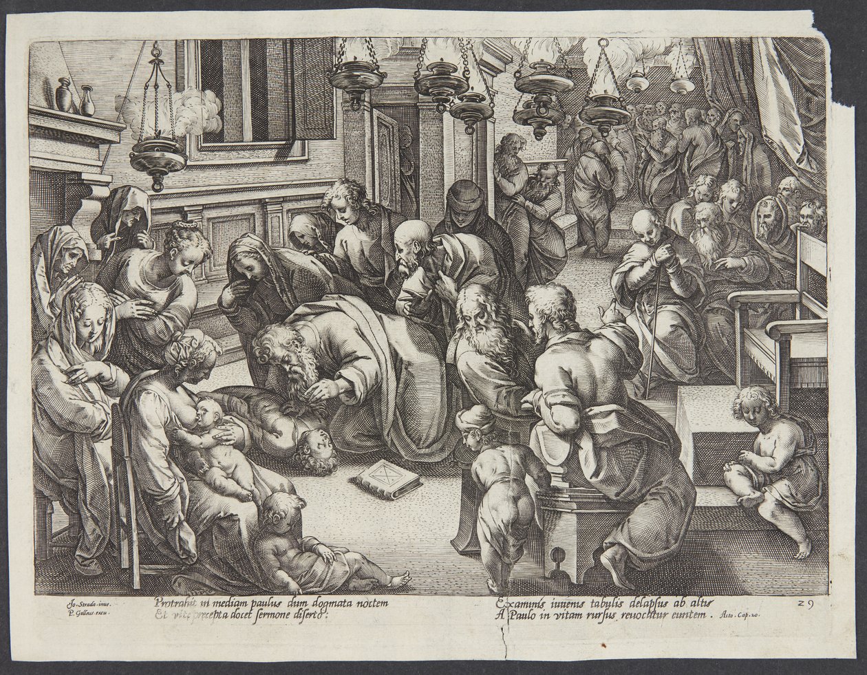 San Pablo resucitando a Eutico de Hendrick Goltzius