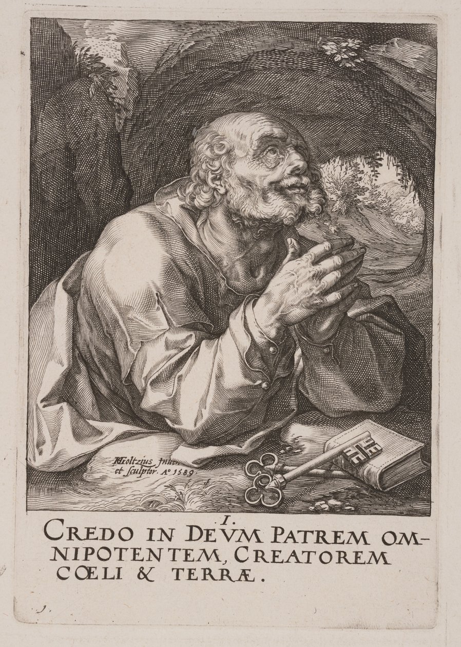 San Pedro, de Cristo, los Apóstoles y San Pablo con el Credo de Hendrick Goltzius