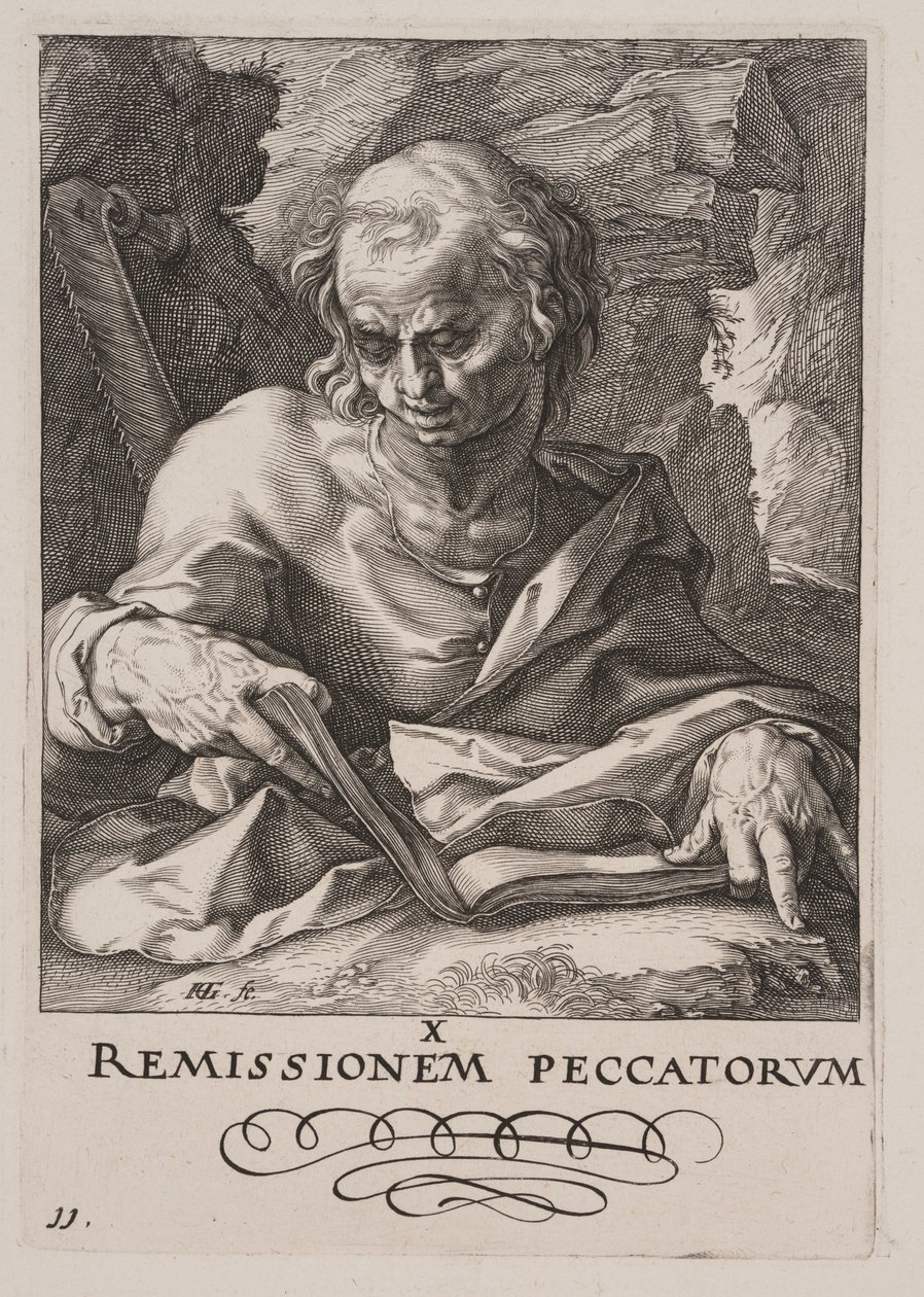 San Simón, de Cristo, los Apóstoles y San Pablo con el Credo de Hendrick Goltzius