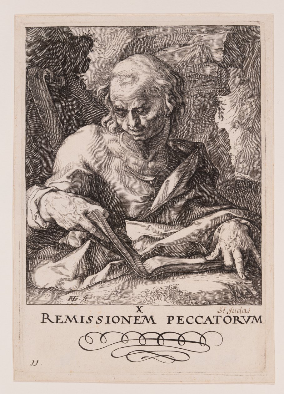 San Simón, de Cristo, los Apóstoles y San Pablo con el Credo de Hendrick Goltzius