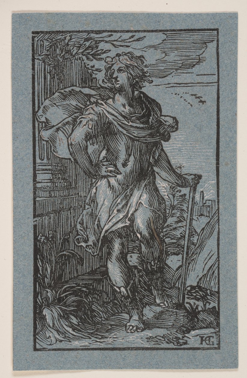 Joven de pie con bastón de Hendrick Goltzius