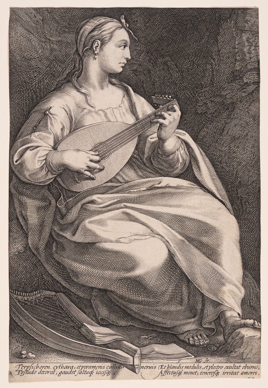 Terpsícore, la musa de la danza, de Las nueve musas de Hendrick Goltzius