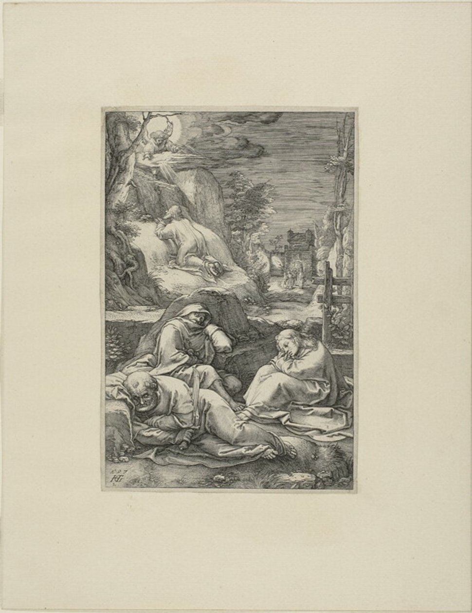 La Agonía en el Huerto, lámina dos de La Pasión de Cristo de Hendrick Goltzius