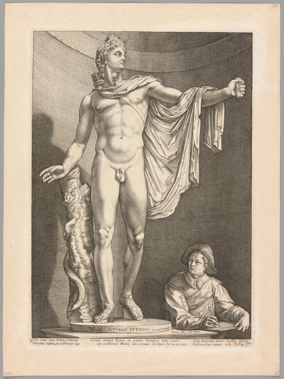 El Apolo Belvedere, lámina 3 de Tres esculturas antiguas famosas de Hendrick Goltzius