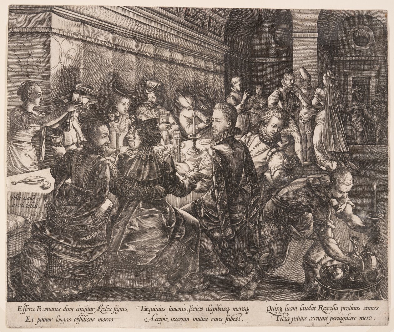 El banquete de Tarquinio Colatino, de La historia de Lucrecia de Hendrick Goltzius
