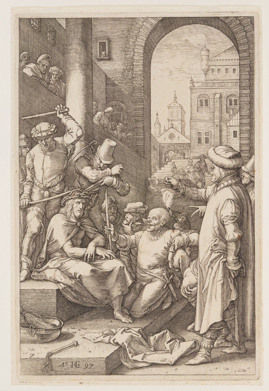 La coronación de espinas, de La Pasión de Hendrick Goltzius