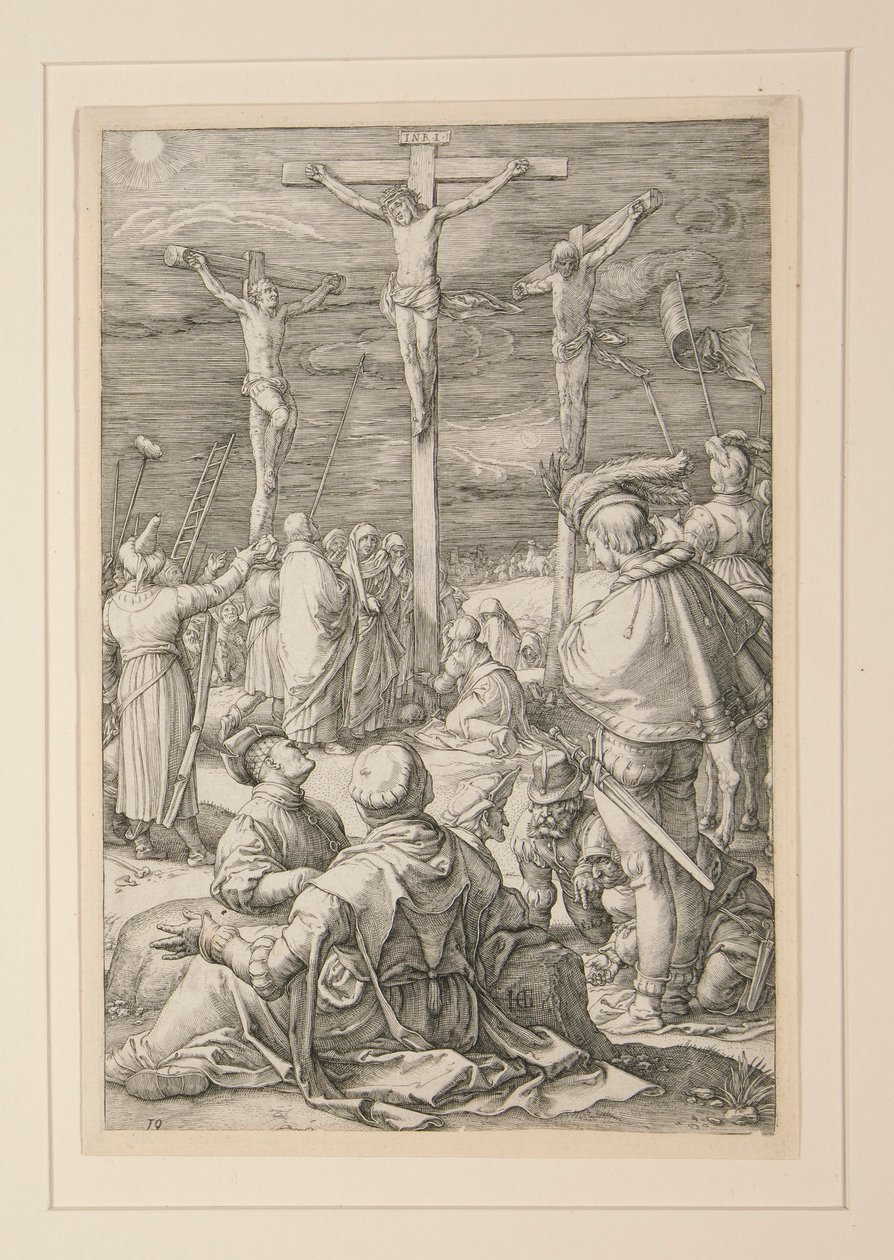 La Crucifixión (Cristo en la Cruz), de La Pasión, #10 en una serie de 12 grabados de Hendrick Goltzius