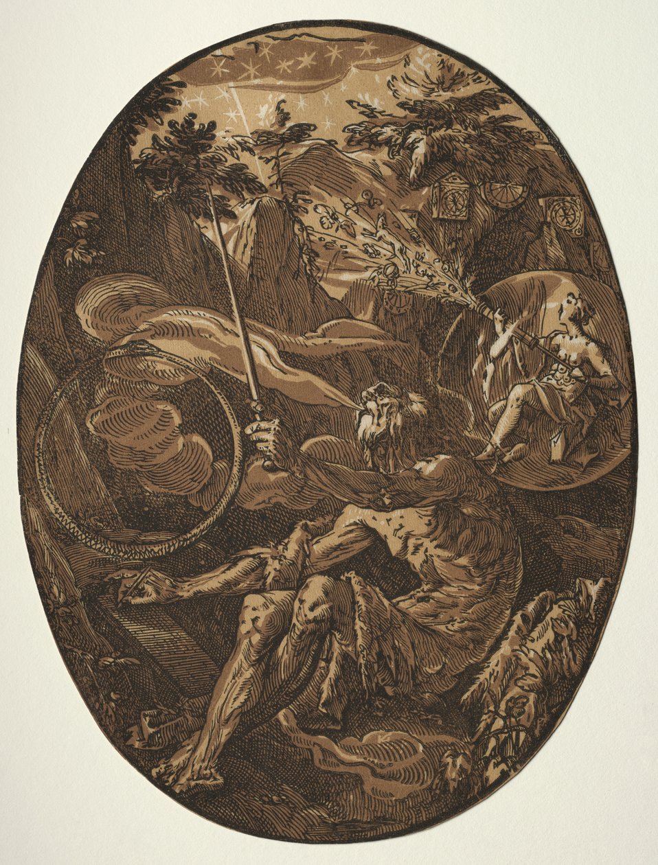 Las Deidades: Demogorgon en la Cueva de la Eternidad de Hendrick Goltzius