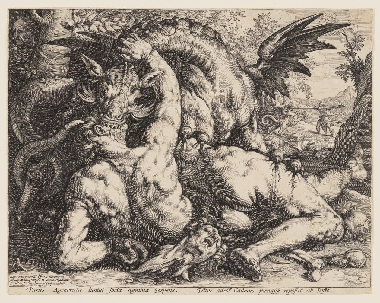 El dragón devora a los compañeros de Cadmo de Hendrick Goltzius