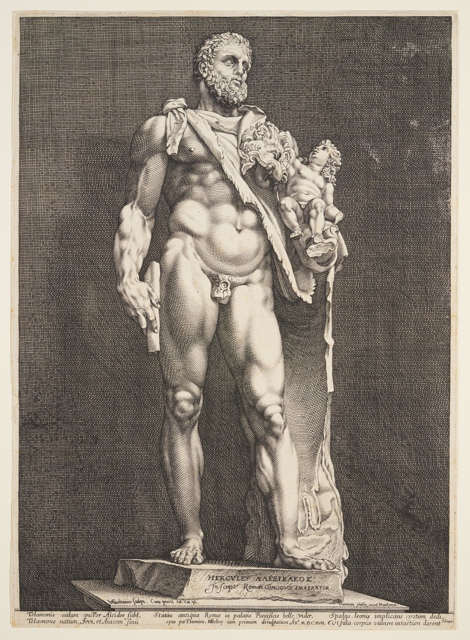 El emperador Cómodo como Hércules, de tres famosas estatuas antiguas de Roma de Hendrick Goltzius