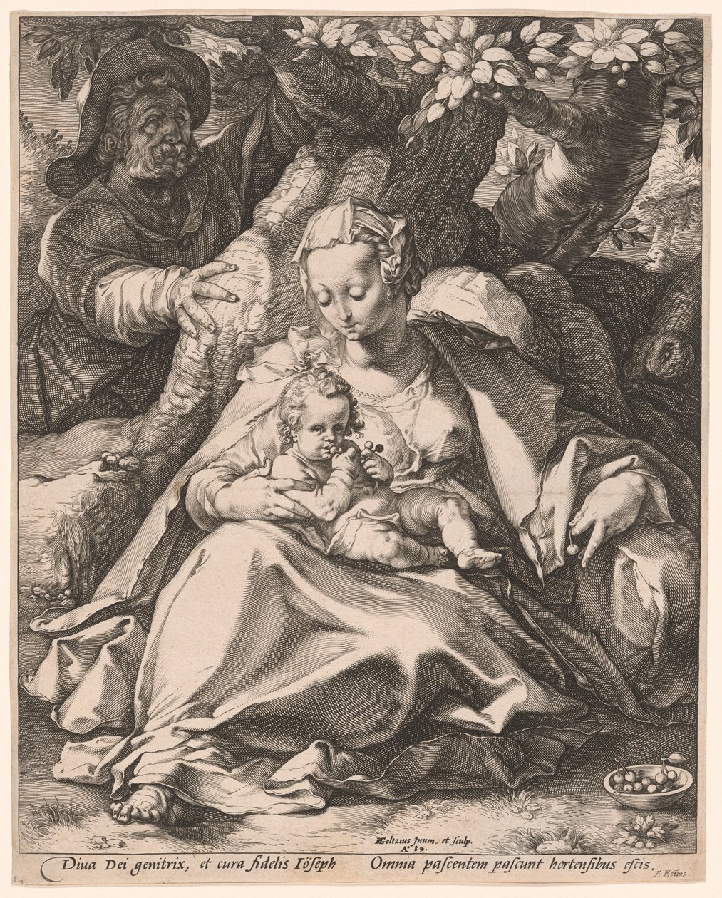 La Sagrada Familia bajo un cerezo de Hendrick Goltzius
