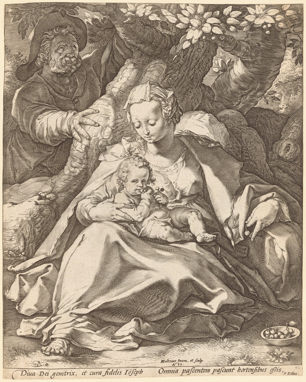 La Sagrada Familia bajo un cerezo de Hendrick Goltzius