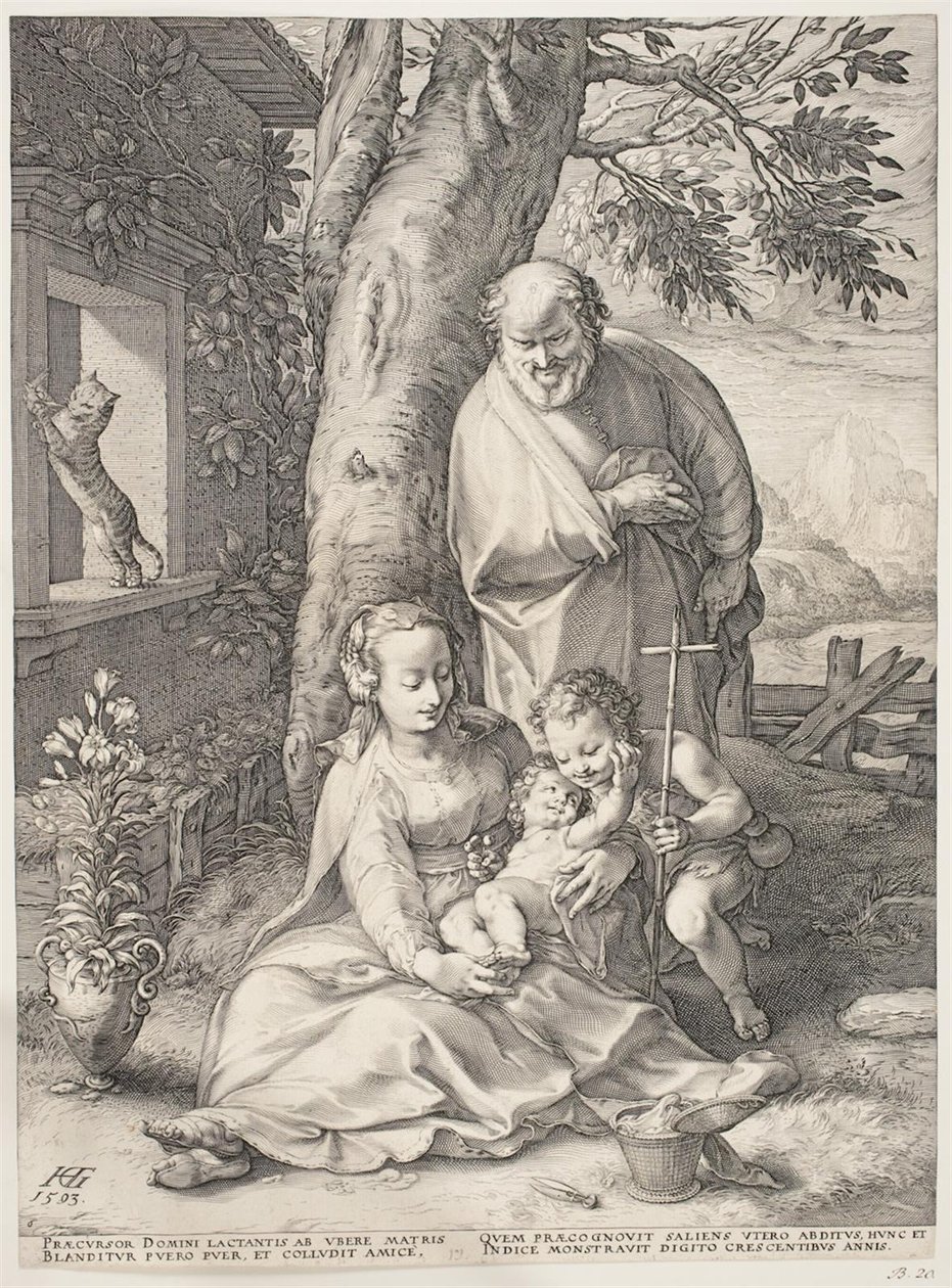 La Sagrada Familia con el joven San Juan Bautista de Hendrick Goltzius
