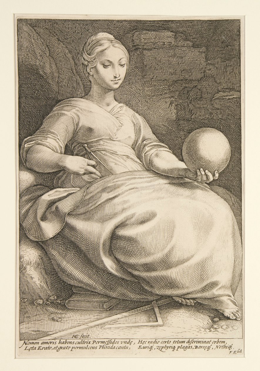 Las Nueve Musas: Erato, #7 en una serie de 9 de Hendrick Goltzius