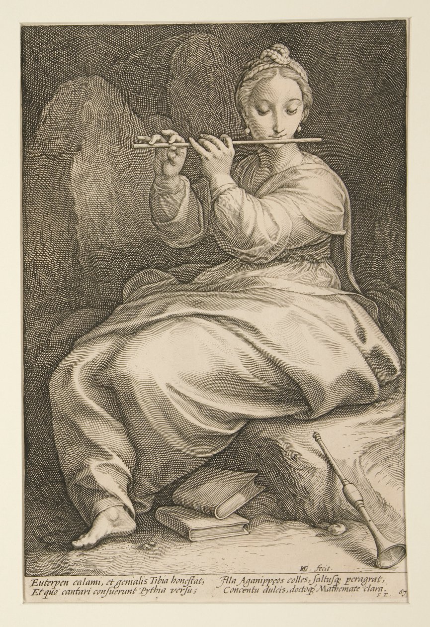 Las Nueve Musas: Euterpe, #6 en una serie de 9 de Hendrick Goltzius