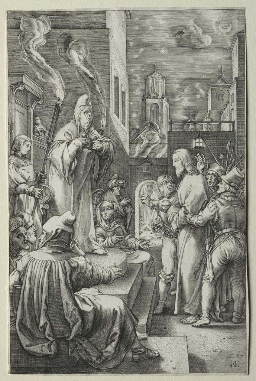 La Pasión: Cristo ante Caifás de Hendrick Goltzius