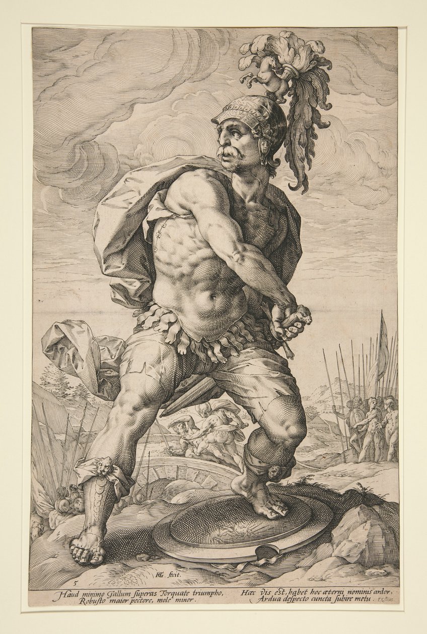 Los héroes romanos: Titus Manlius Torquatus de Hendrick Goltzius