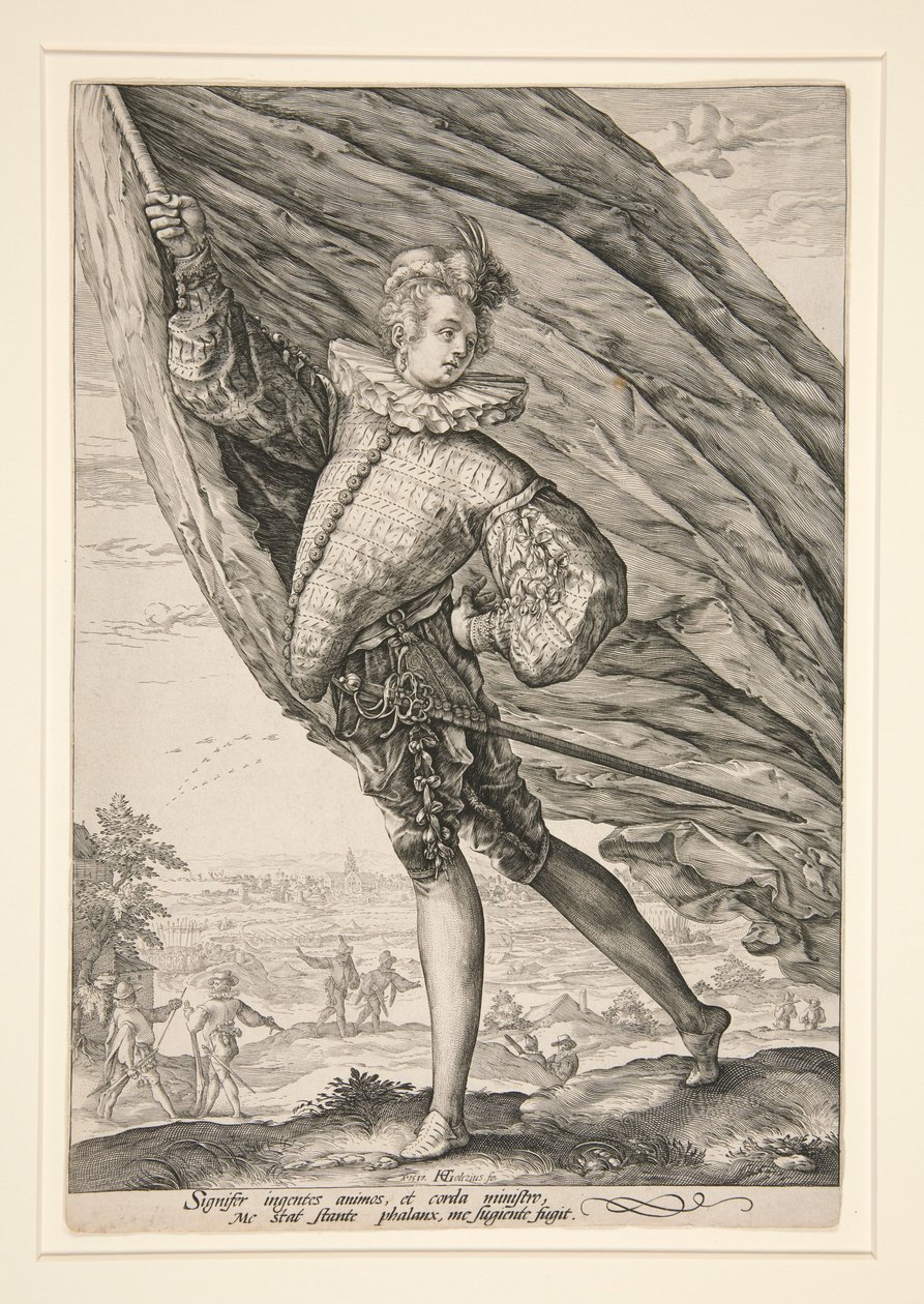 El abanderado, girado hacia la izquierda de Hendrick Goltzius